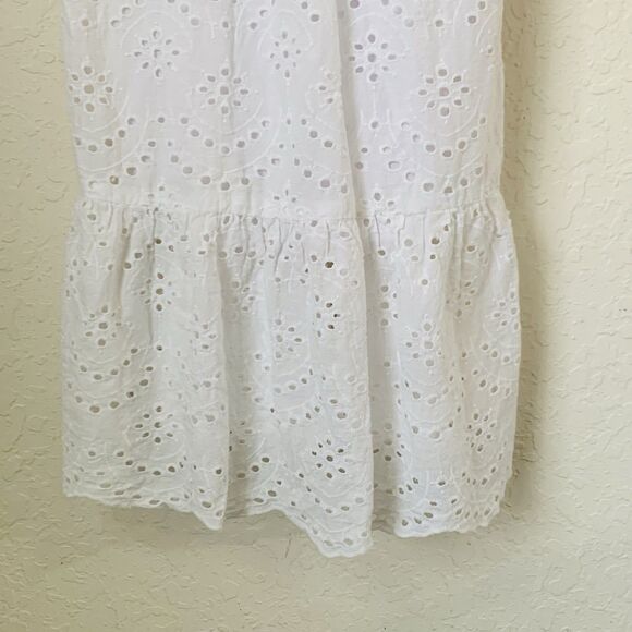 Sincerely Jules Midi Eyelet Dress M White Tiered Coquette Beach Cottagecore Trad - Picture 6 of 11